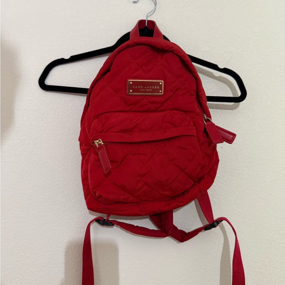 Marc Jacobs Red Quilted Backpack with Adjustable Straps